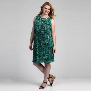 Connected Apparel Womens Plus Size Teal Dress FINAL SALE  