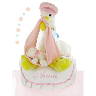 Cashmere Bunny Personalized Stork Nest One Tier Diaper Cake   Girl   Gift Baskets by Occasion