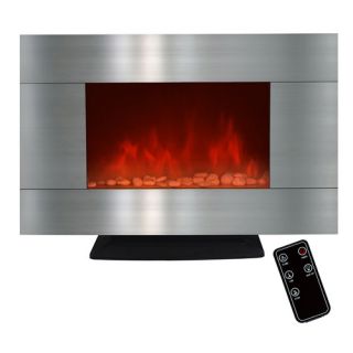 36 Freestanding Stainless Steel Electric Fireplace with LED Backlight