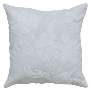 Rizzy Home White on White Embroidered Decorative Throw Pillow