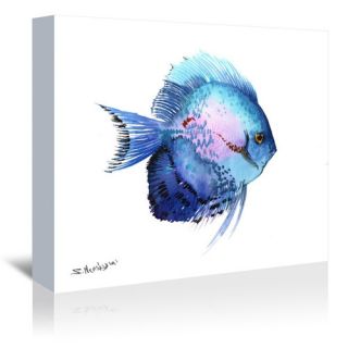Blue Discus 2 Painting Print on Gallery Wrapped Canvas