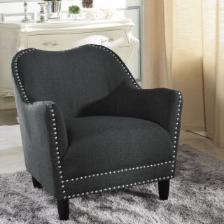 Baxton Studio Anastasia Grey Linen Modern Accent Chair