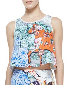 Clover Canyon Floral Silhouettes Jersey Cropped Top