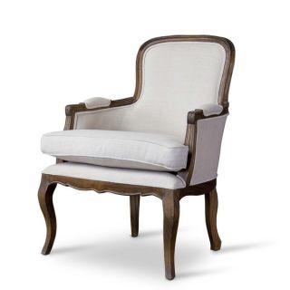 Baxton Studio Napoleon Traditional French Accent Chair in Brown Ash
