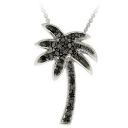 DB Designs Sterling Silver 1/10ct TDW Black Diamond Palm Tree Necklace