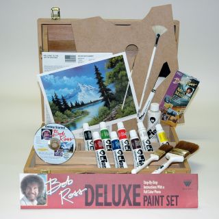 Bob Ross Deluxe Wood Box Set with 1 Hour Dvd   Painting Supplies
