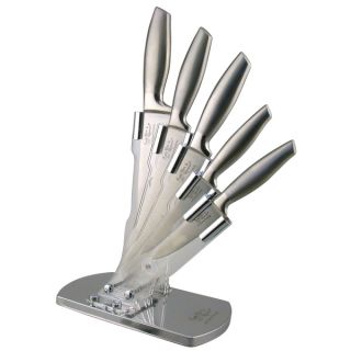 Hen & Rooster 5 Piece Stainless Steel Kitchen Set with Acrylic Block