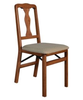 Meco Queen Anne Upholstered Folding Chair   Set of 2   Kitchen & Dining Room Chairs