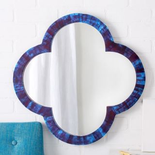 Twos Company Lapis Blue Bone Tiled Quatrefoil Mirror