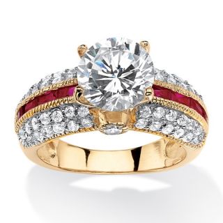 PalmBeach 5.51 TCW Round Cubic Zirconia and Lab Created Ruby Ring in