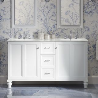 Damask 60 Vanity with Furniture Legs, 2 Doors and 3 Drawers