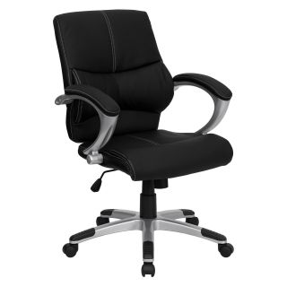 Flash Furniture Mid Back Contemporary Manager's Office Chair   Black Leather   Desk Chairs