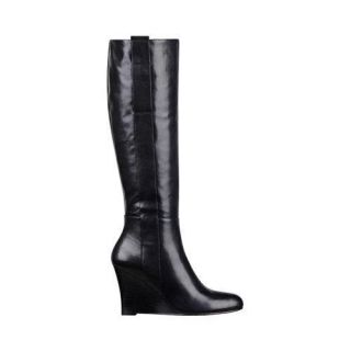 Womens Nine West Oran Wide Calf Knee High Boot Black Leather