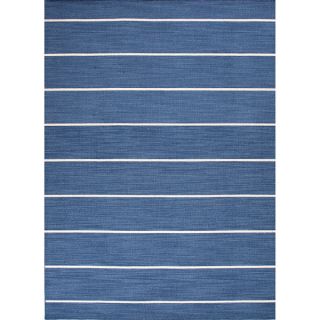 Handmade Flat Weave Stripe Pattern Blue Rug (10 x 14)  