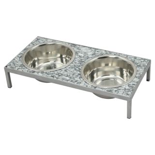 Creative Home Wrought Iron and Granite Double Diner Pet Dish