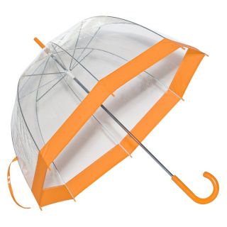 Elite Rain Umbrella Clear Classic Bubble Umbrella   Orange Trim   Travel Accessories
