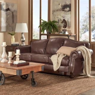 TRIBECCA HOME Myles Traditional Chocolate Bonded Leather Rolled Arm