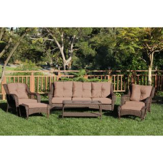 Wicker Lane 6 Piece Wicker Seating Group with Cushions