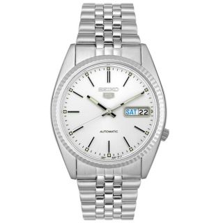 Seiko 5 Mens Silver Dial Automatic Steel Watch  