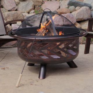 Red Ember Aspen Bronze Round Fire Pit with Grill Grate and FREE Cover   Fire Pits
