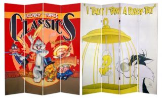 Oriental Furniture 6 ft. Double Sided Tweety and Sylvester Canvas Room Divider   Room Dividers