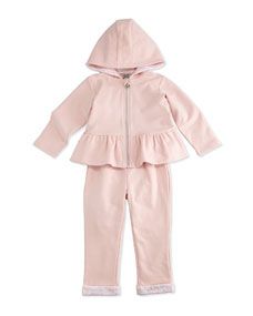 Armani Junior Two Piece Hooded Track Suit, Pink, Size 3 24 Months