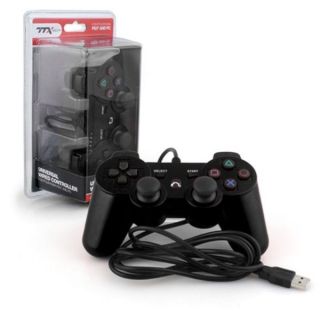 TTX Tech Black Wired USB Controller For PC For Sony Playstation PS 3