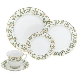 Noritake Holly and Berry Gold 40 Piece Dinnerware Set