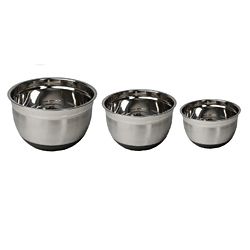 Stainless Steel Non Skid Silicone Rubber Mixing Bowls (Set of 3