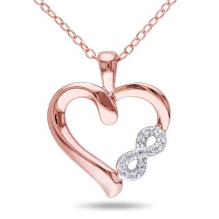 Haylee Jewels Rose Plated Silver Diamond Infinity Heart Necklace
