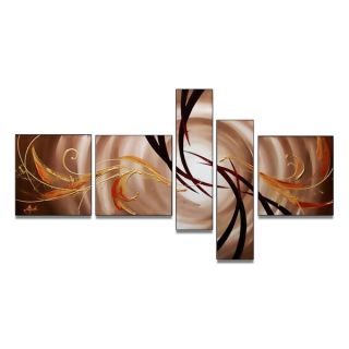 Brown Abstract Hand painted 5 piece Painting   Shopping