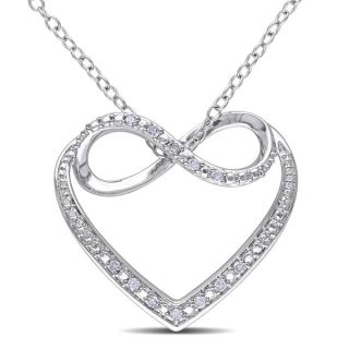 Haylee Jewels Sterling Silver Diamond Heart Infinity Necklace (H I, I2