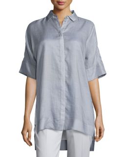 Lafayette 148 New York Andra Gemma Cloth Short Sleeve Blouse