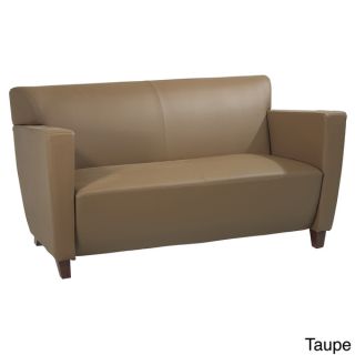 Office Star Products Leather Loveseat Chair with Legs in Cherry Finish