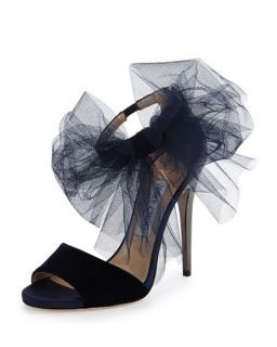 Jimmy Choo Lilyth Tulle Bow Evening Sandal, Navy/Anthracite