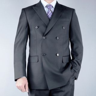 Mens Classic Fit Black Double Breasted Wool Suit   Shopping