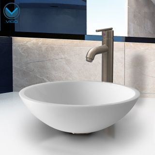 Vigo Phoenix Stone VGT211 Glass Square Shaped Vessel Sink with Faucet   Bathroom Sinks