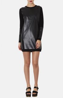 Topshop Faux Leather Panel Sweater Dress