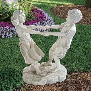 Design Toscano Little Girl and Boy Dancing Garden Statue   Grand   Garden Statues