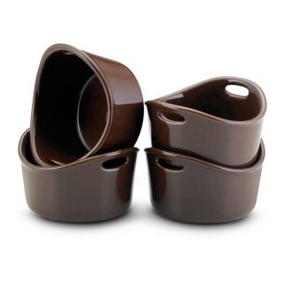 Rachael Ray Bubble & Brown Stoneware 10 oz. Ramekin Bakeware Set   Chocolate