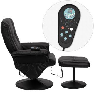 Flash Furniture Leather Heated Reclining Massage Chair with Ottoman II