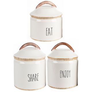 Mr. Food Test Kitchen 3 piece Ceramic Canister Set EAT, SHARE and