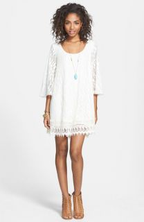 Painted Threads Lace Bell Sleeve Shift Dress (Juniors)