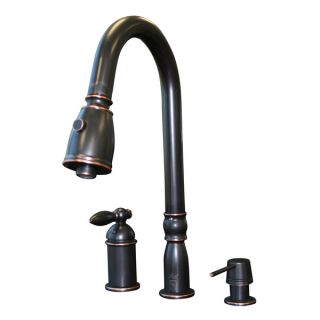 Crescent Pull Down Oil Rubbed Bronze 3 hole Kitchen Faucet with Soap