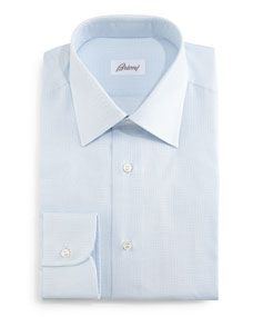 Brioni Tonal Textured Dress Shirt, Light Blue