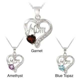 Glitzy Rocks Silver Gemstone and Diamond Accent Heart Necklace