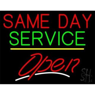 Sign Store N100 4938 Same Day Service Open Yellow Line Neon Sign, 31 x 24 x 3 inch