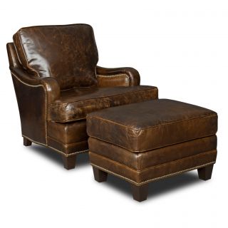 Covington Leather Parish Ottoman by Hooker Furniture