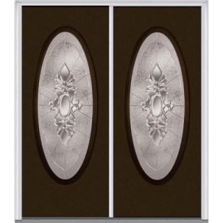 Milliken Millwork 60 in. x 80 in. Heirloom Master Decorative Glass Full Oval Lite Painted Fiberglass Smooth Double Prehung Front Door Z017610R