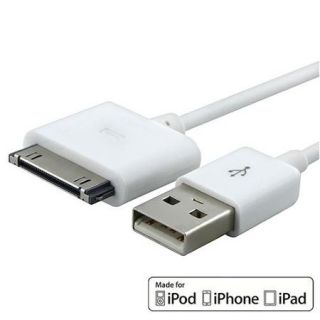 MFI USB 2 in 1 Sync Cable For Apple iPod Touch 4th/ iPhone 4S 4 / iPad 2 3 3rd (MFI APRPDCB01), White